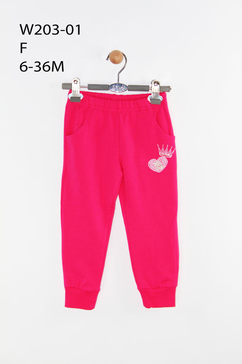 Picture of W20301 GIRLS FUCHSIA COTTON TROUSERS WITH A HEART & CROWN